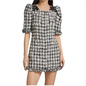 LoveshackFancy Hermosa mini dress, plaid puff sleeve